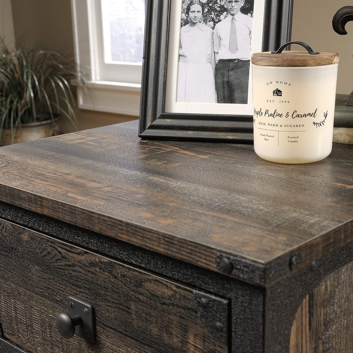 Sauder Steel River File Pedestal, L: 20.87" x W: 23.86" x H: 26.58", Carbon Oak Finish Sauder