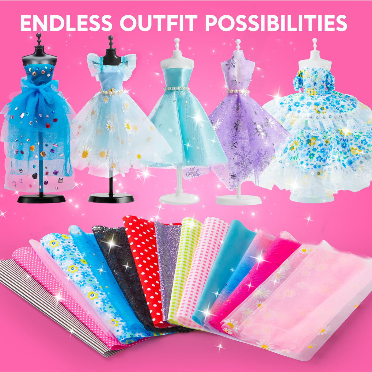 Klever Kits 400+PCS Fashion Design Crafts for Kids, Art and Crafts, DIY Sewing Kits with 3 Mannequins for Girls Aged 8-12, Birthday Presents, Toys fot Kids Klever Kits