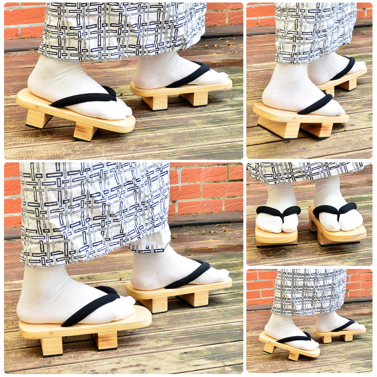 Japanese Wooden Clogs Sandals Japan Traditional Shoes Geta With Tabi Socks (US 8/25.5cm) Azumasun