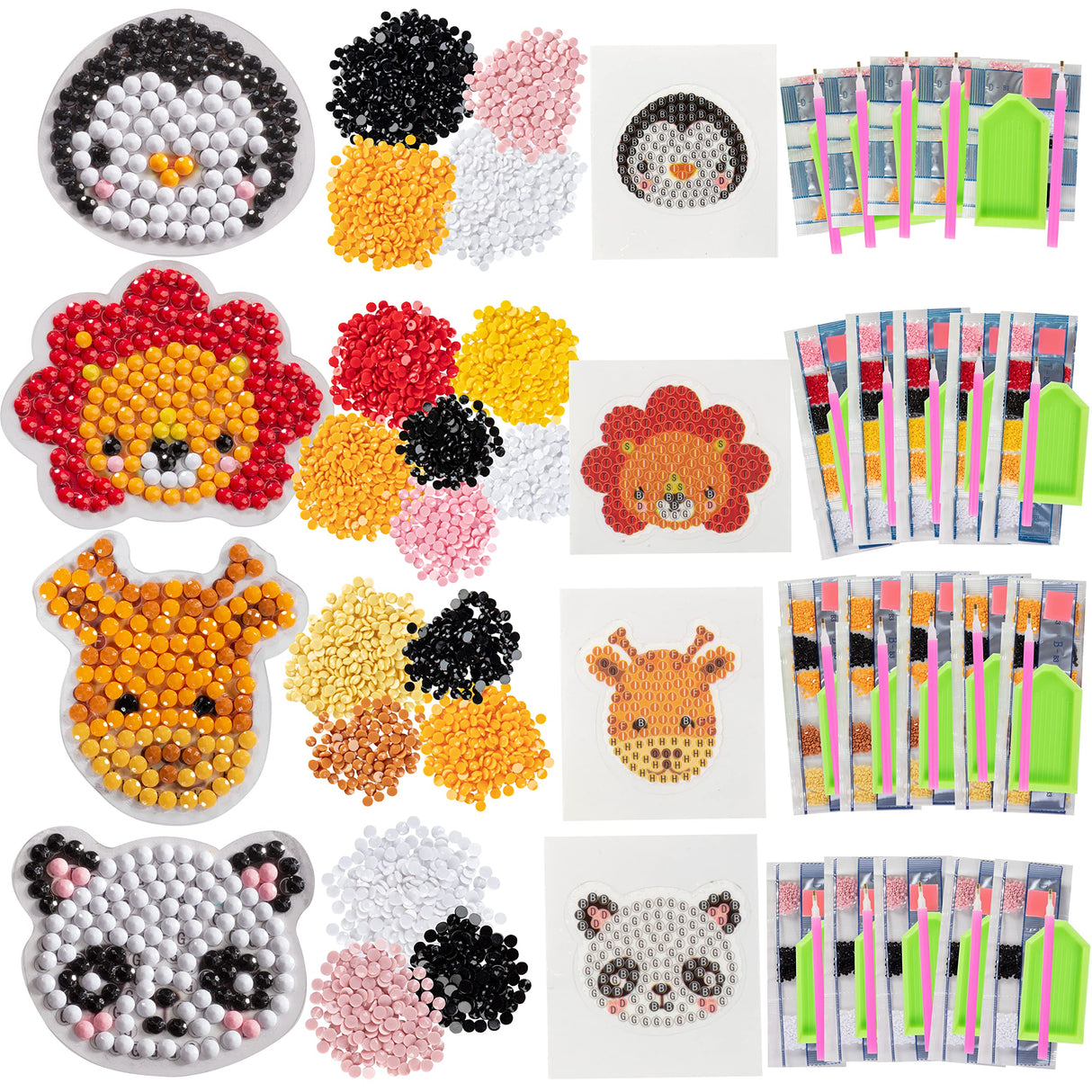 SCS Direct Kid's Birthday Party Diamond Gem Painting Craft Favor Kits -Zoo Buddies- 20 Individually Packaged, All-in-One Packs for Boys & Girls -Fun & Unique Gem Classroom Art Project Activity Gift SCS Direct