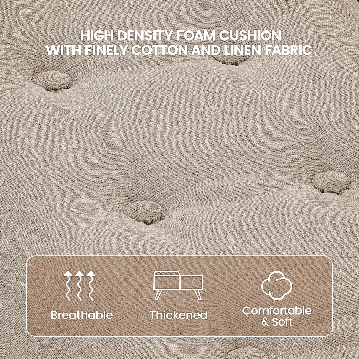 VOPEAK Storage Ottoman Coffee Table with Lift Top, Modern Square Coffee Table with Hidden Storage, Cotton and Linen Fabric Upholstered Ottomans, Cocktail Footrest Ottoman for Living Room, Walnut Brown VOPEAK