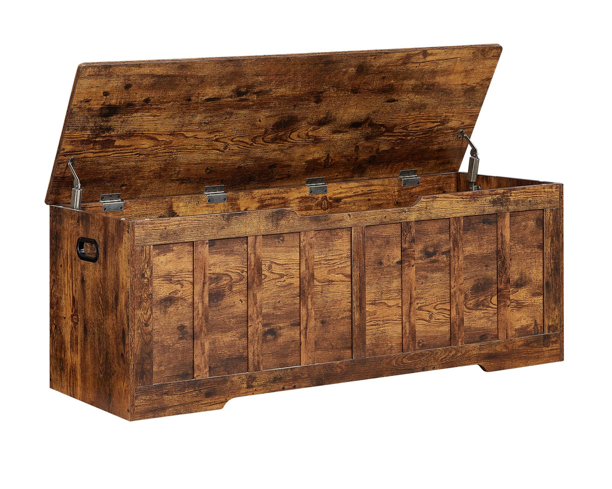VANKILEY 51.2"Storage chest extra large,storage bench with 2 safety hinges,Shoe Bench,51.2*15.7*19.1inches,wooden trunk for bedroom,livingroom,entryway,Supports 220 lb,Easy Assembly(Rustic brown) VANKILEY