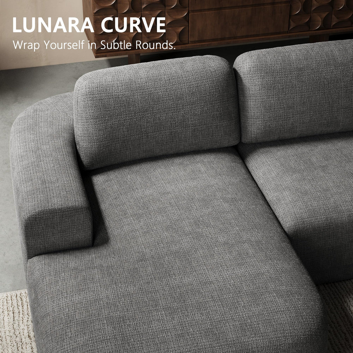 Dowinx 107'' Modular Sectional Sofa Couch with Chaise, No Assembly Required, Modern Bouclé-Inspired Upholstery, Convertible L-Shaped Design for Living Room – Charcoal Grey Dowinx