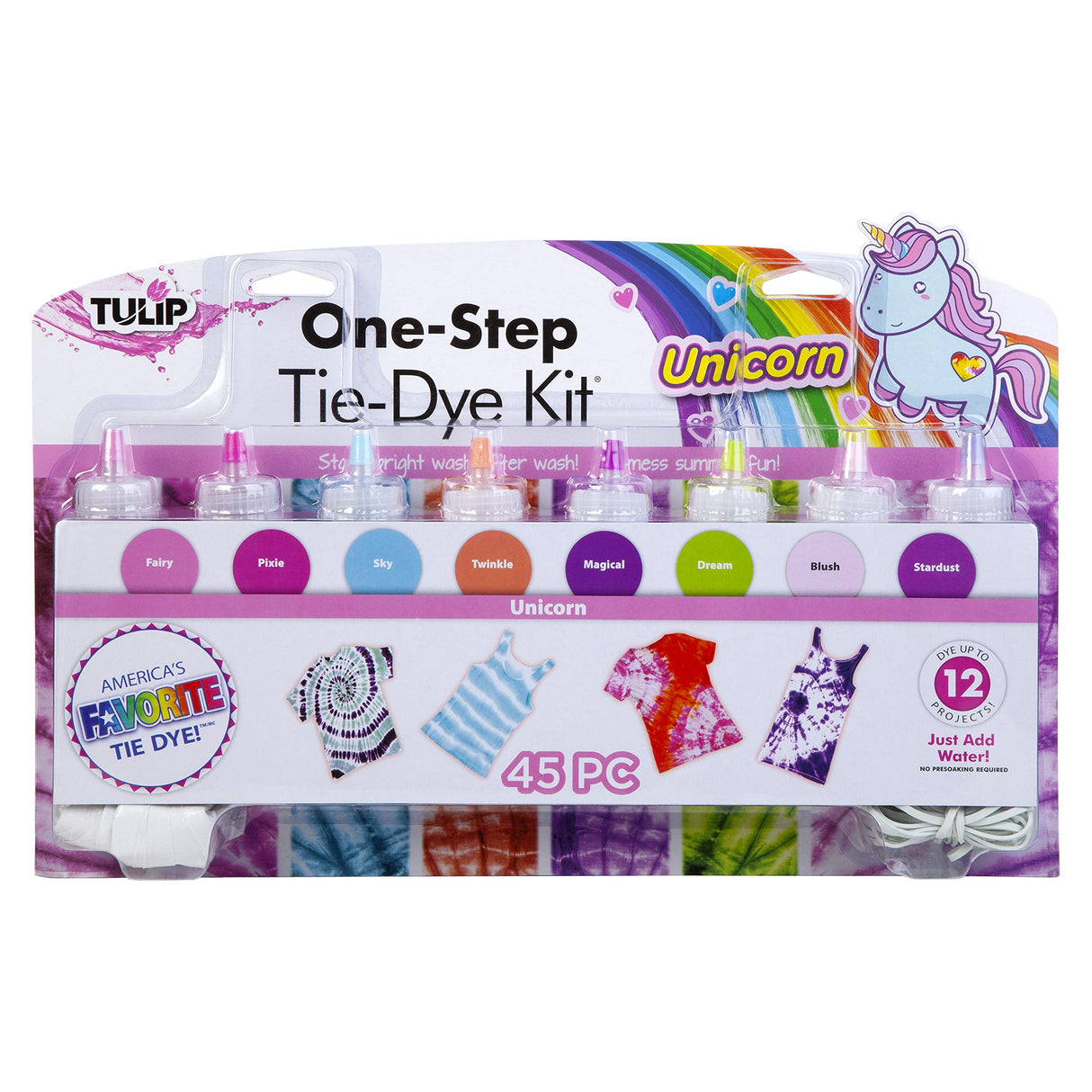Tulip One-Step Tie-Dye Kit 8 Vibrant Colors Tie-Dye, Unicorn Tulip