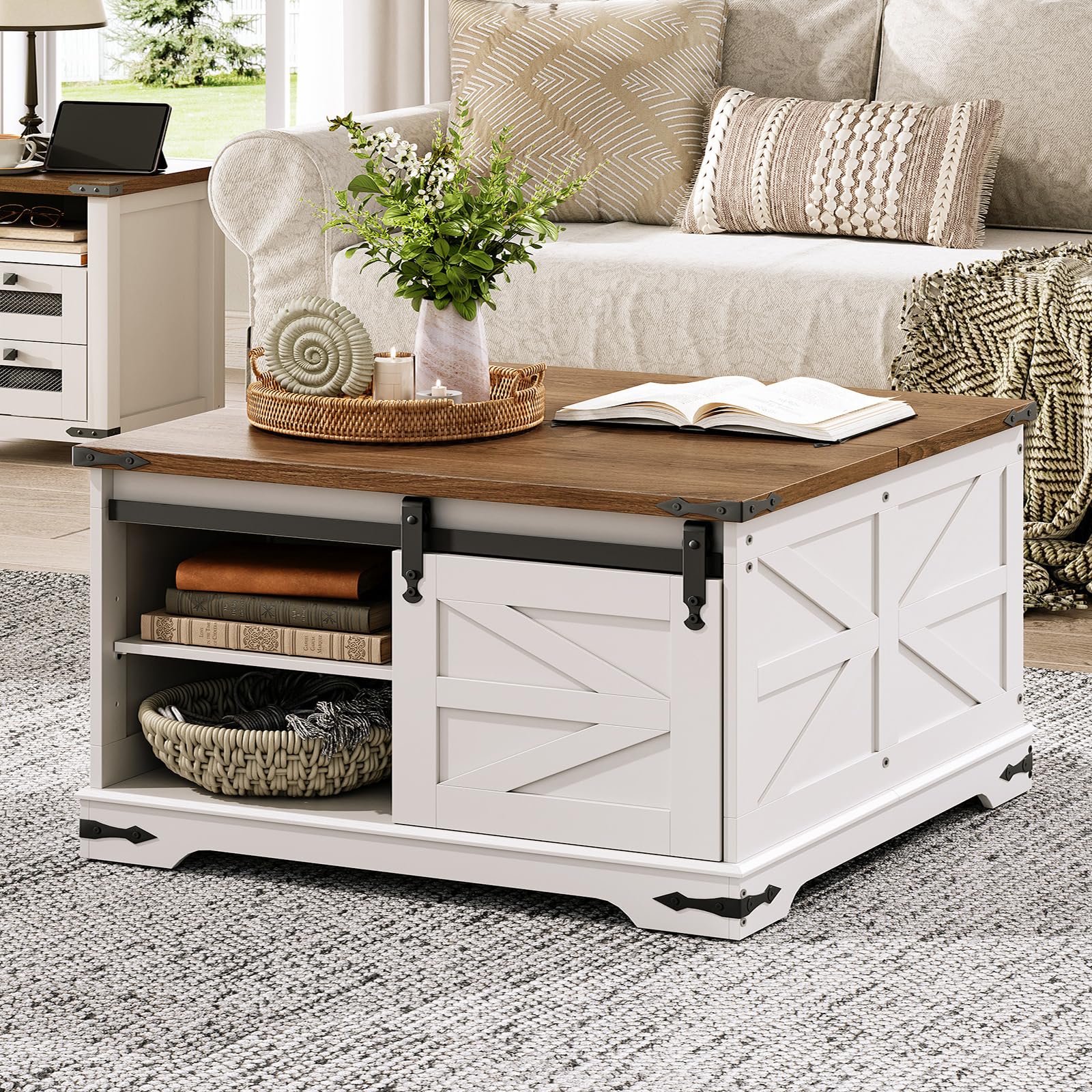 Large White Square Coffee Table