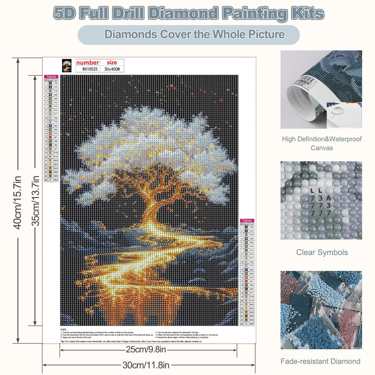 CEOVR Diamond Art Kits for Adults, Tree of Life 5D DIY Full Drill Diamond Painting Dots Gem Art, Adult Crafts Kits Arts and Crafts, Wall Decor for Home Office 12x16in CEOVR