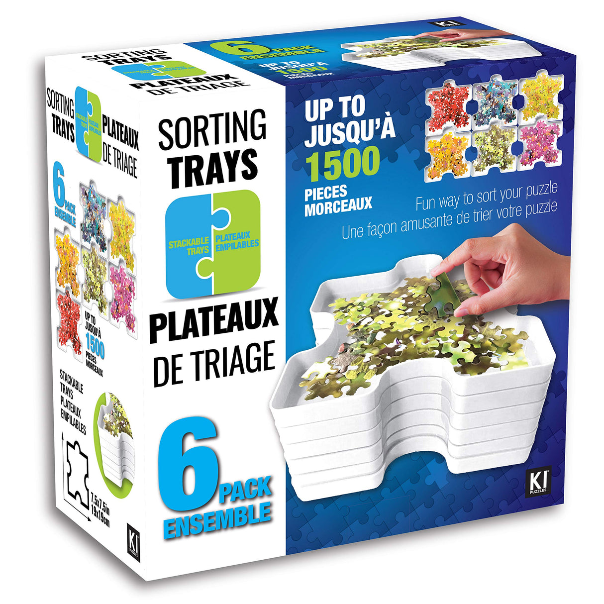 KI Puzzles Jigsaw Puzzle Sorting Trays. 6 Stackable Trays – Puzzle Storage - Holds up to 1500 Pieces KI Puzzles