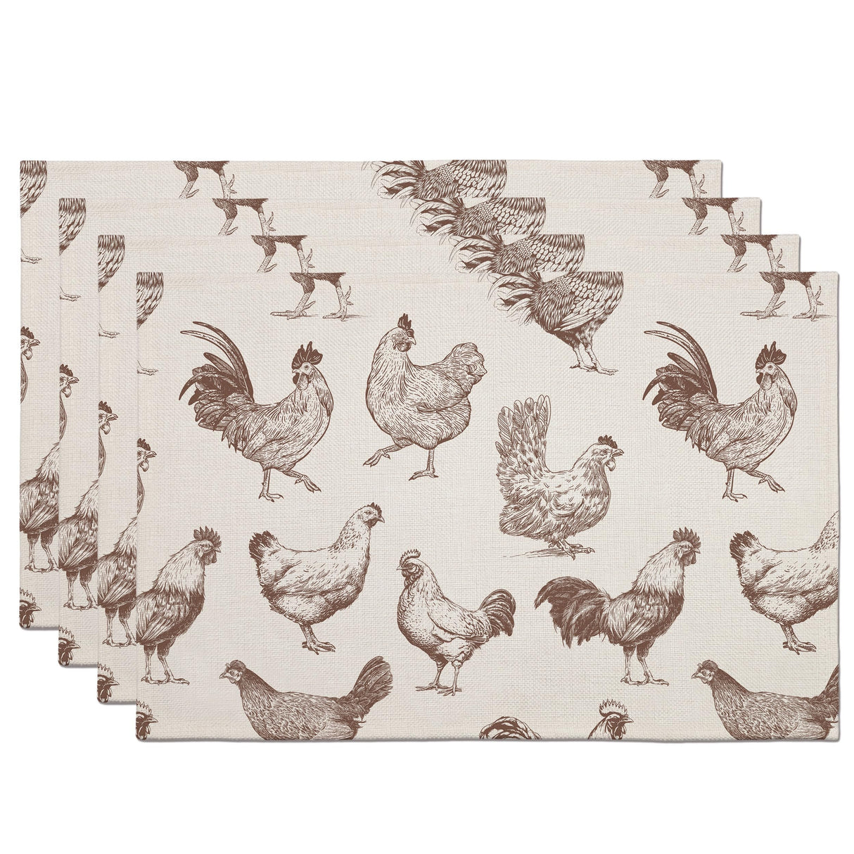 Farm Chicken Place Mats Indoor,Farmhouse Rustic Linen Washable Heat Resistant Placemats for Kitchen Dining Tables,Farmhouse Placemats Set of 4,Dining Table Decoration Supplies(12X18 inches) A20 Eronm