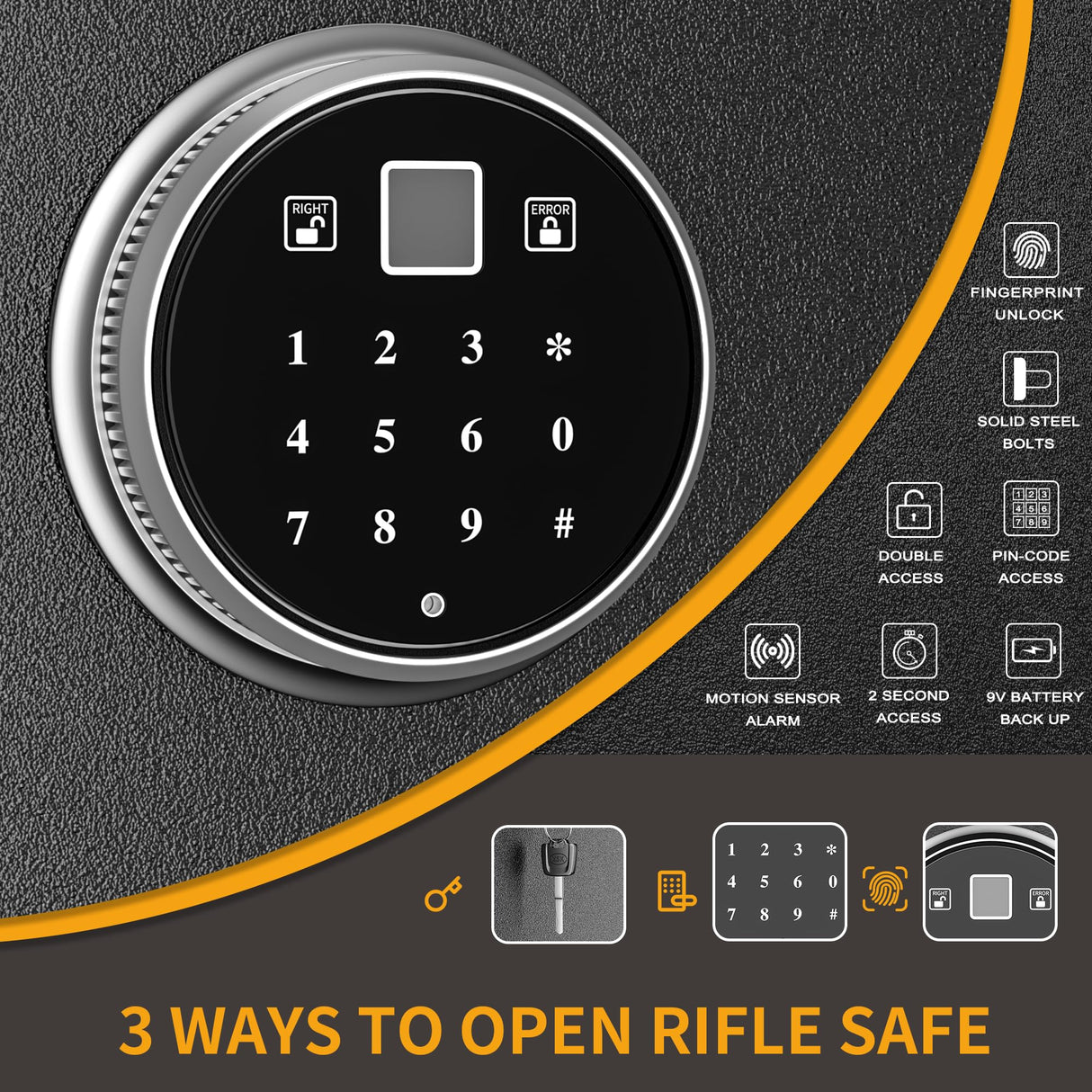 INTERGREAT 4-8 Large Rifle Gun Safe, Long Gun safes for Home and Pistols, Quick Access Rifle Gun Cabinet with Multifunction Lock for Home, Quick Access, Heavy Duty, Pockets INTERGREAT