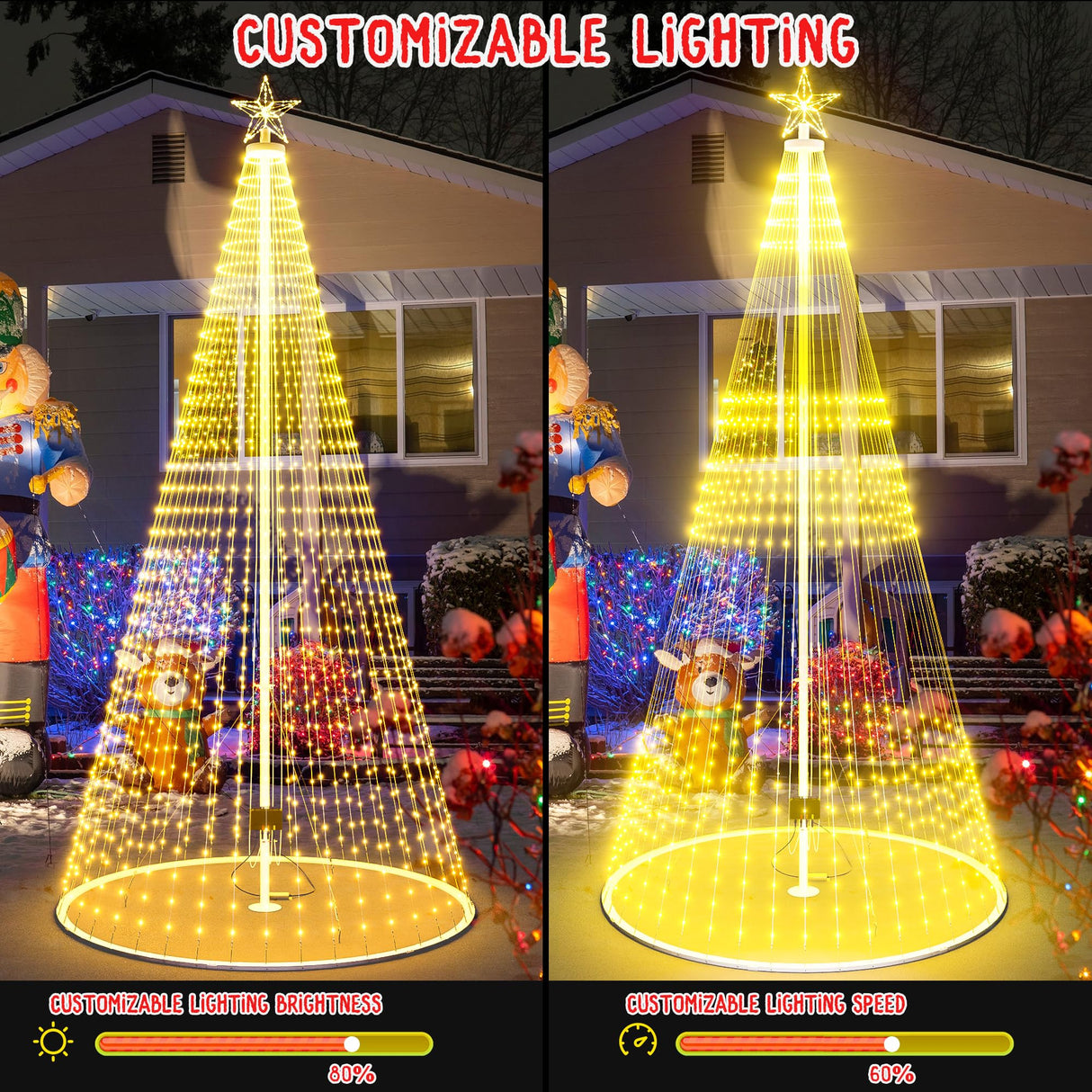 Led Outdoor Christmas Tree, 20ft Prelit Christmas Tree, Smart Outside Christmas Tree Light Show App Control with 1512 LED Lights Color Changing Sync APP & Remote Control Christmas Tree Lighting Miveda
