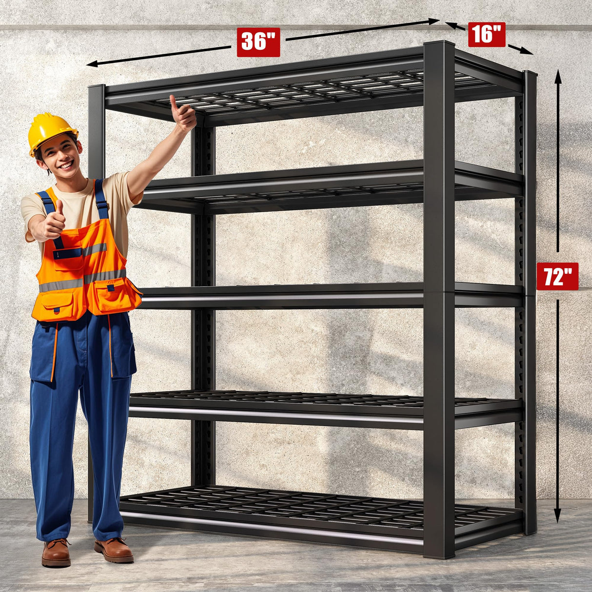 REIBII Garage Shelving 3000LBS, Heavy Duty Storage Shelves, Adjustable Industrial Metal Shelving Unit for Garage, Basement, Pantry, Warehouse,Commercial, 36" W x 16" D x 72" H, 3 Pack REIBII