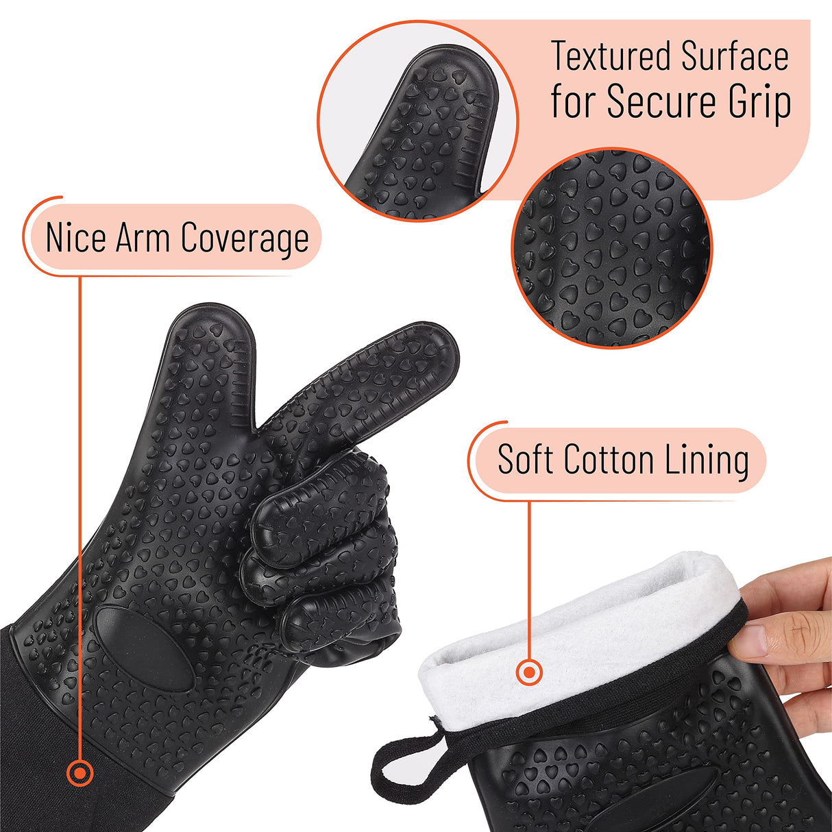 UNCO- Grill Gloves, Silicone Gloves Heat Resistant, Oven Gloves, BBQ Gloves, Meat Gloves, Barbecue Gloves, Grilling Gloves, Meat Gloves for Pulling Meat, Grill Gloves for Outdoor Grill, Grill Mitts UNCO