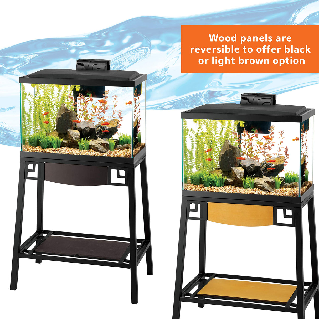 Aqueon Metal 10 Gallon Fish Tank Aquarium Stand, 20" L x 10" W x 28.25" H Aqueon