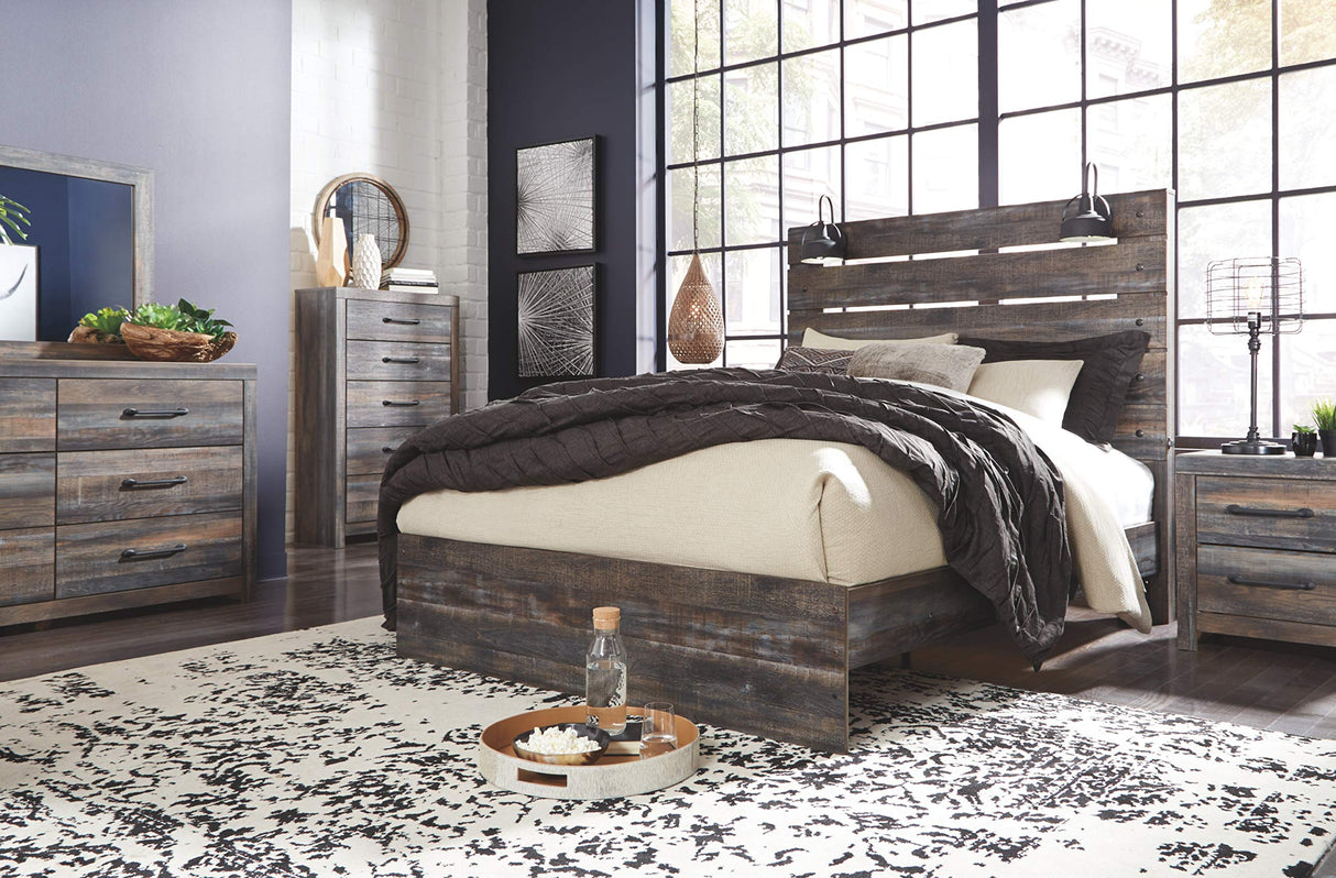 Drystan Queen Rustic Panel Headboard with USB Charging Stations by Signature Design by Ashley, Brown Signature Design by Ashley