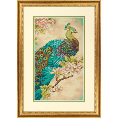 Dimensions Indian Peacock Counted Cross Stitch Kit, 14 Count Natural Aida, 9'' x 15''