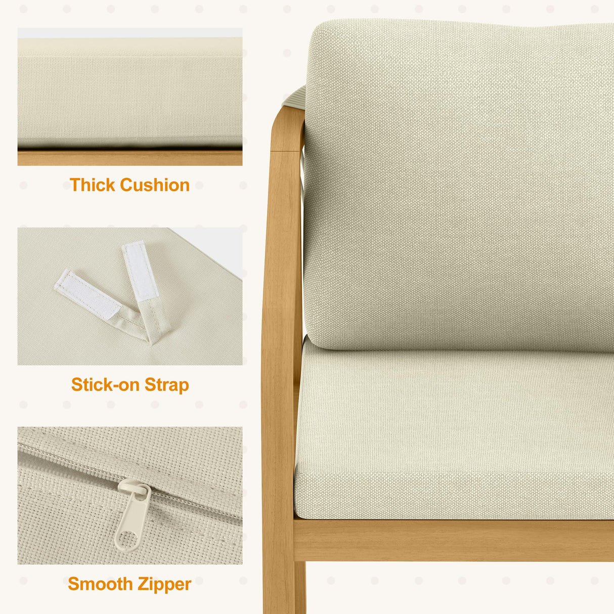 7-Piece Outdoor Dining Set for 6 with 23" Extra Wide Chair and Cushion,Patio Table and Chairs Set with All Acacia Wood Frame, All-Weather PE Rattan Outdoor Patio Furniture Set for Lawn Garden, Beige FansaFurn