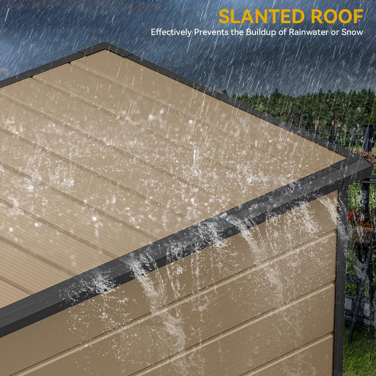 DWVO 5x3FT Outdoor Storage Shed, All-Weather Resin Plastic Storage Shed with Windows, Slanted Roof, Raised Floor, 65 cu.ft Capacity for Garden Tools & Equipment, Ideal for Backyard & Garden, Brown DWVO