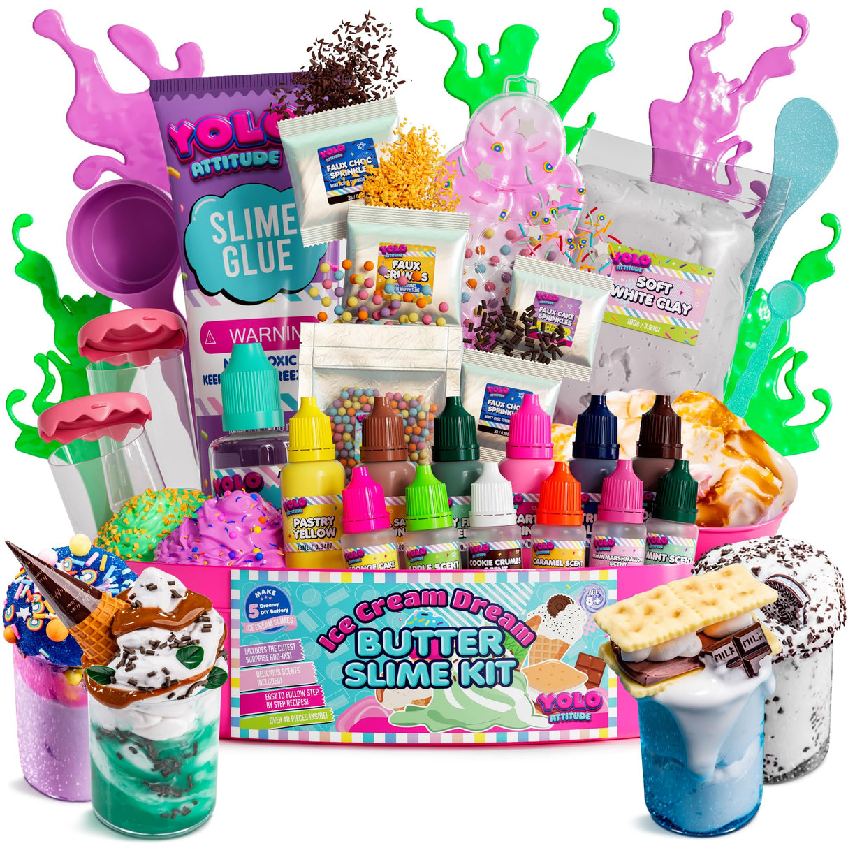 Ice Cream Slime Kit for Girls - Butter Slime Making Kit - DIY Slime Kit with 40+ Pieces for Ages 8-12 YOLO Attitude