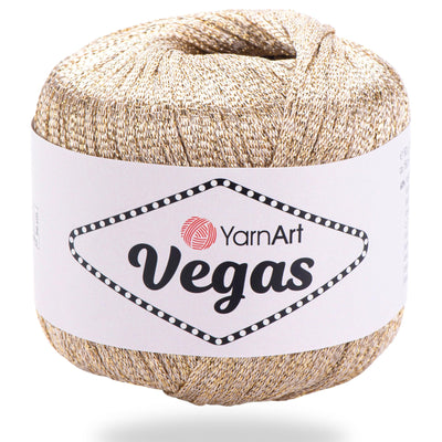 YarnArt Vegas Metallic Yarn – 60% Viscose, 40% Metallic – Sparkling Yarn for Crochet, Knitting, Summer Garments, Shawls, Dresses, Lace Projects, 50g/150m Flat Thread (42)
