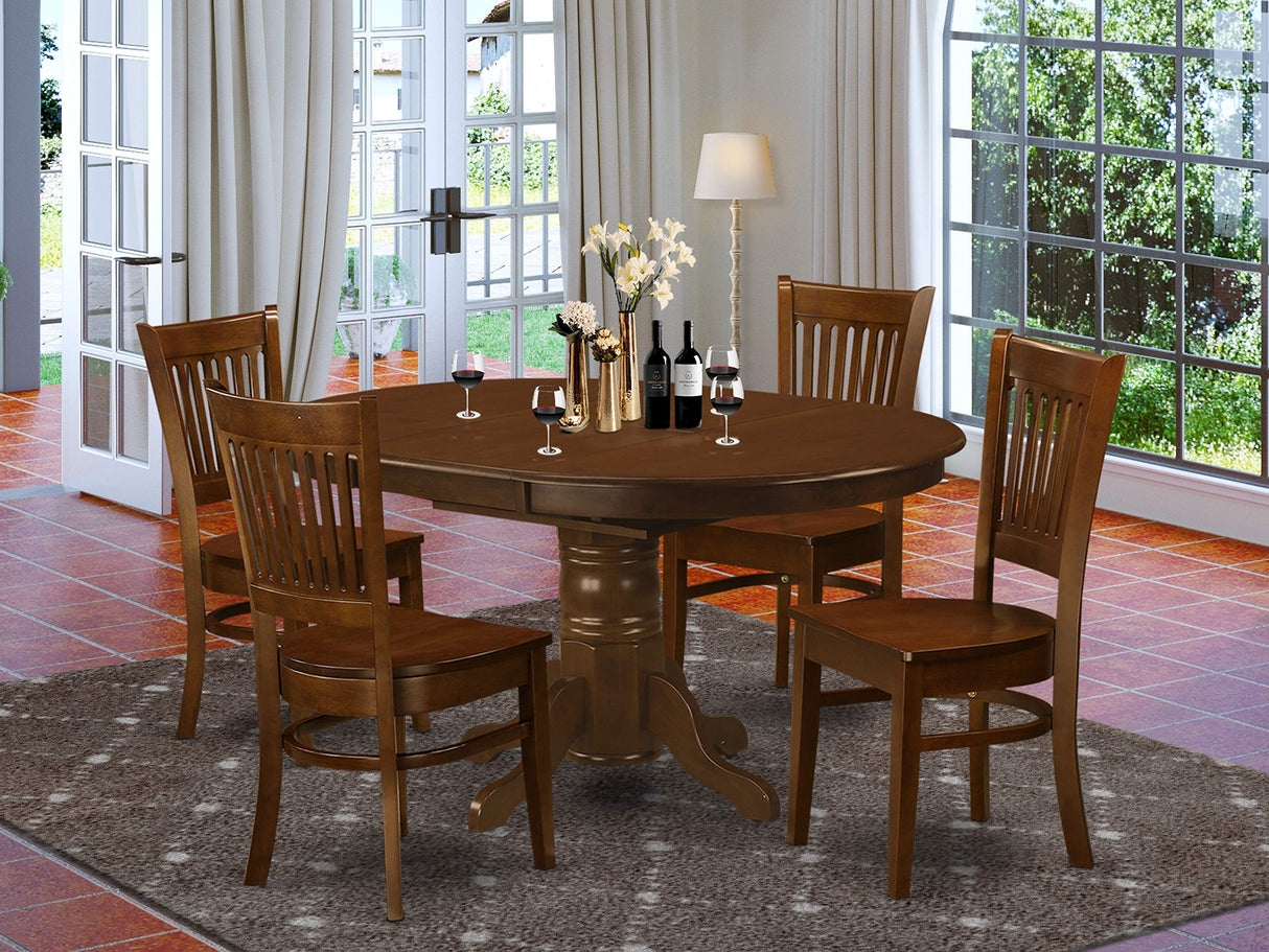 East West Furniture KEVA5-ESP-W 5 Piece Kitchen Table Set for 4 Includes an Oval Dining Table with Butterfly Leaf and 4 Dining Room Chairs, 42x60 Inch, Espresso East West Furniture