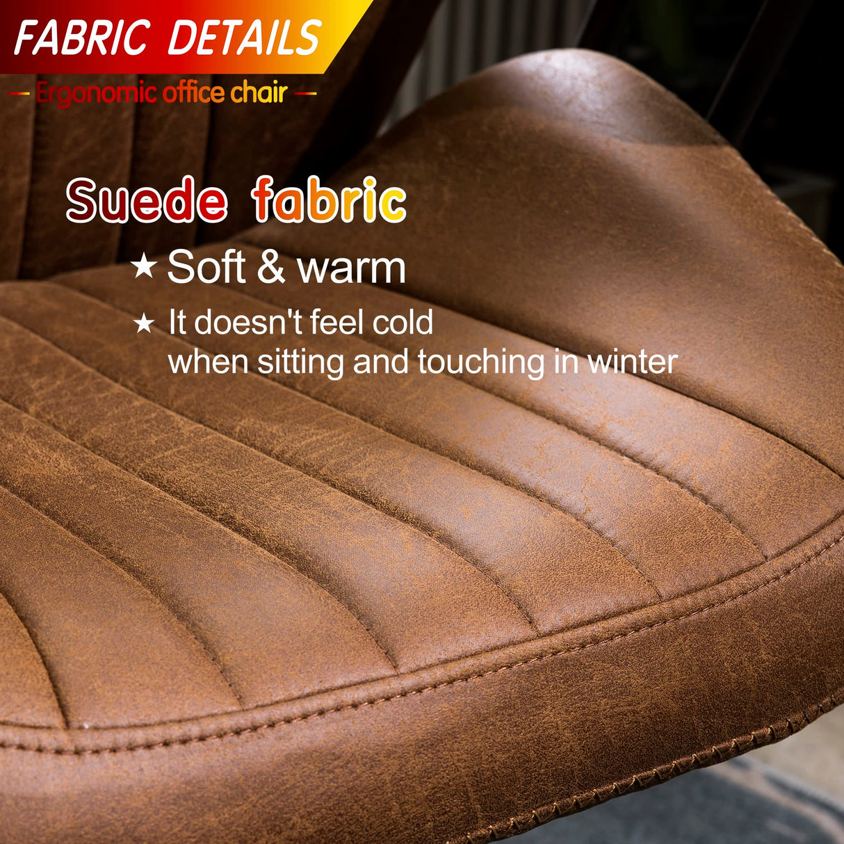 ovios Ergonomic Office Chair Home Office Desk Chair Computer Chair with Lumbar Support High Back Executive Height Adjustable Rolling Swivel Task Chair, Suede Fabric (Brown) ovios