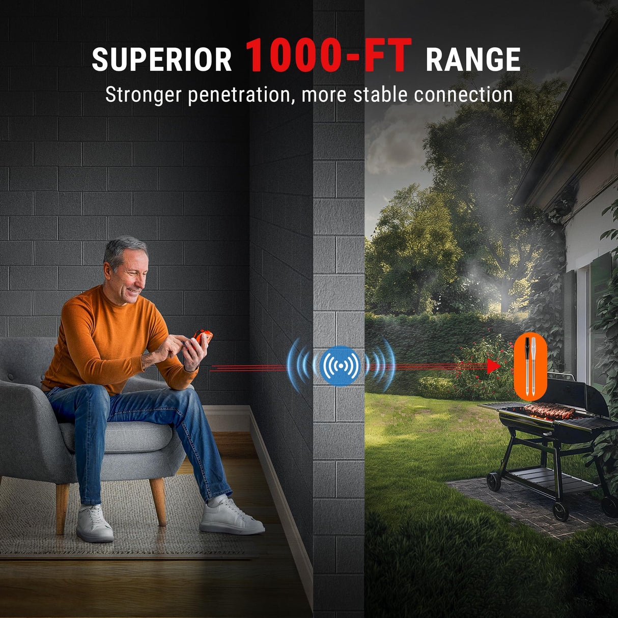 ThermoPro TempSpike 1000FT Wireless Meat Thermometer Digital with 2 Upgraded Ultra-Thin Probe, Smoker Thermometer Wireless for Oven/Rotisserie/Sous Vide/Stove/BBQ Grill Thermometer ThermoPro