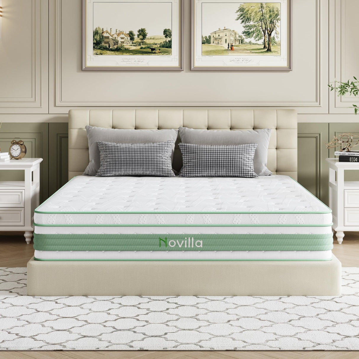 Novilla Queen Mattress 14 Inch, Hybrid Mattress Queen for Motion Isolation, Gel Memory Foam with Pressure Relief for Cool Night Sleep, Medium Firm Mattresses with Pillow Top, Certipur-Us Certified Novilla