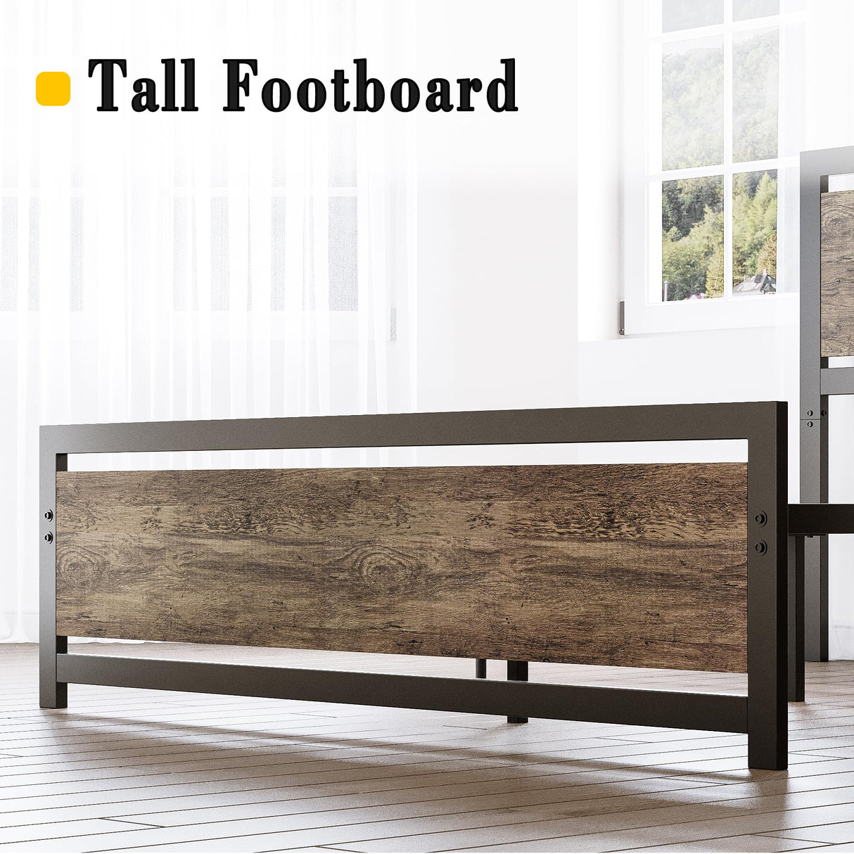 LIKIMIO Walnut King Bed Frame with Headboard & Footboard - Sturdy, Noise-Free Design with Ample Underbed Storage LIKIMIO