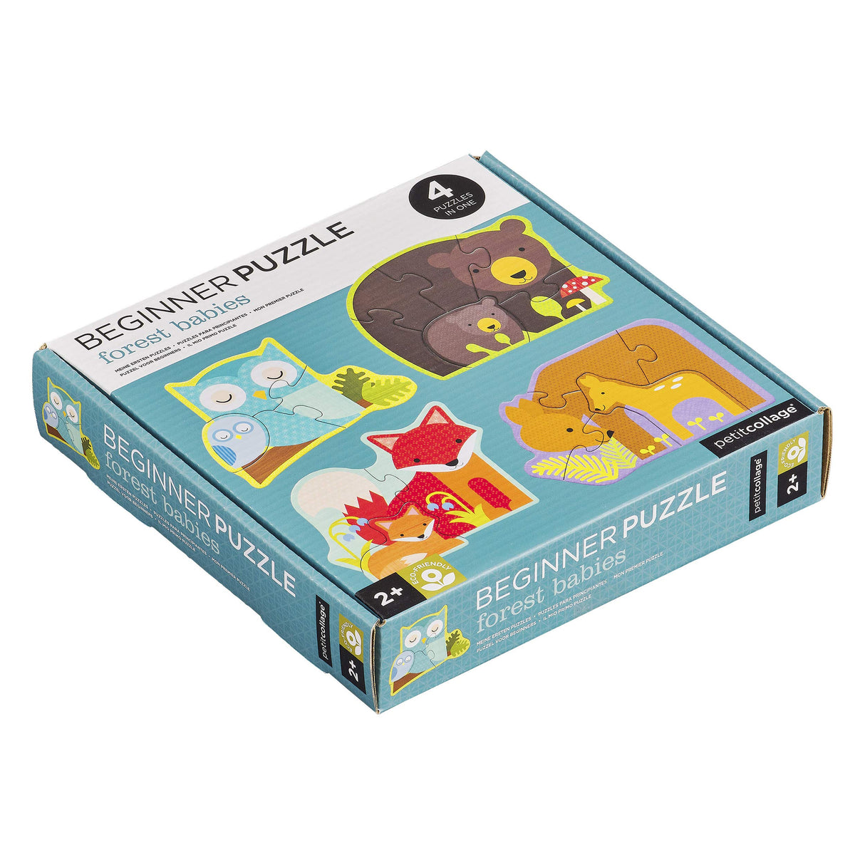 Petit Collage Beginner Puzzle for Kids, Forest Babies – Includes 4 Mini Puzzles (3-5 Pieces Each) – Cute Animal Puzzles for Ages 2+ – Makes a Great Gift Idea Petit Collage