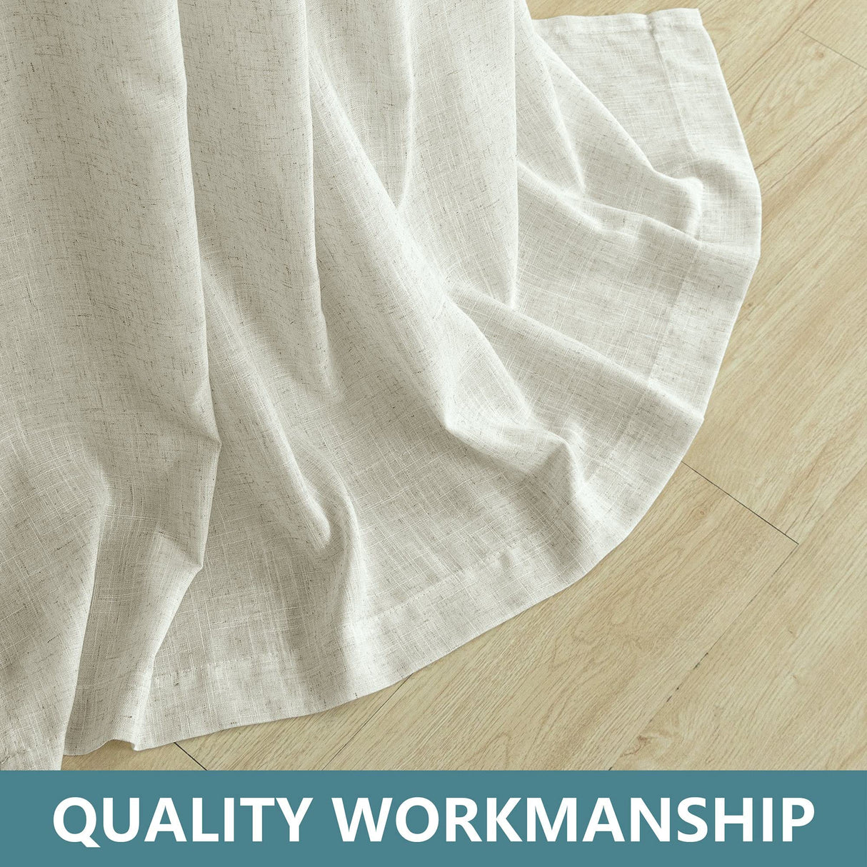 Farmhouse Linen Curtains - 84 Inch Length, 2 Panels Set, Tab Top Semi Sheer Light Filtering Country Boho Curtains for Living Room, Bedroom, Nursery, 52x84 Inches, Neutral Cream KOUFALL