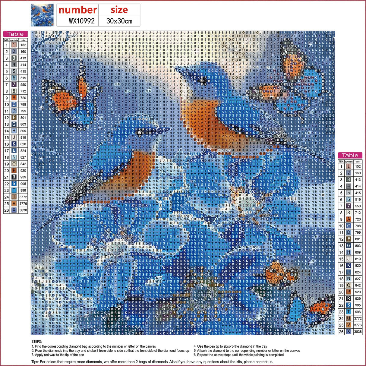 MXJSUA Blue Birds DIY Diamond Painting by Number Kits for Adults, Flowers 5D Round Drill Diamond Gem Art Painting Picture Arts Kits Craft for Home Wall Decor 12x12 Inch MXJSUA