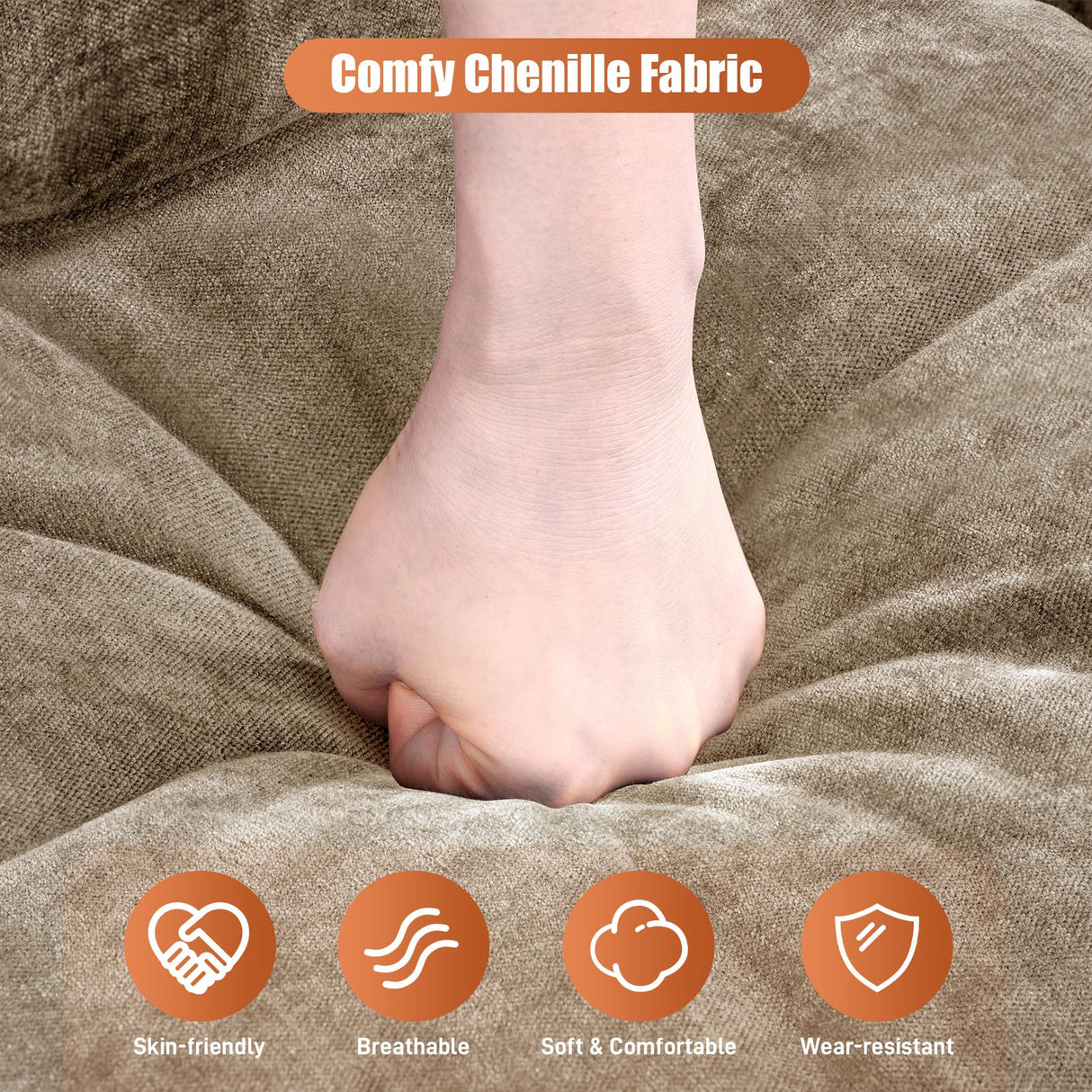 OUYESSIR 110" U Shaped Cloud Sectional Sofa with Deep Seat Cushions, Modern Comfy Chenille Couch, 4 Seater Fluffy Sectional Couches for Living Room with Double Chaise(Light Brown) OUYESSIR