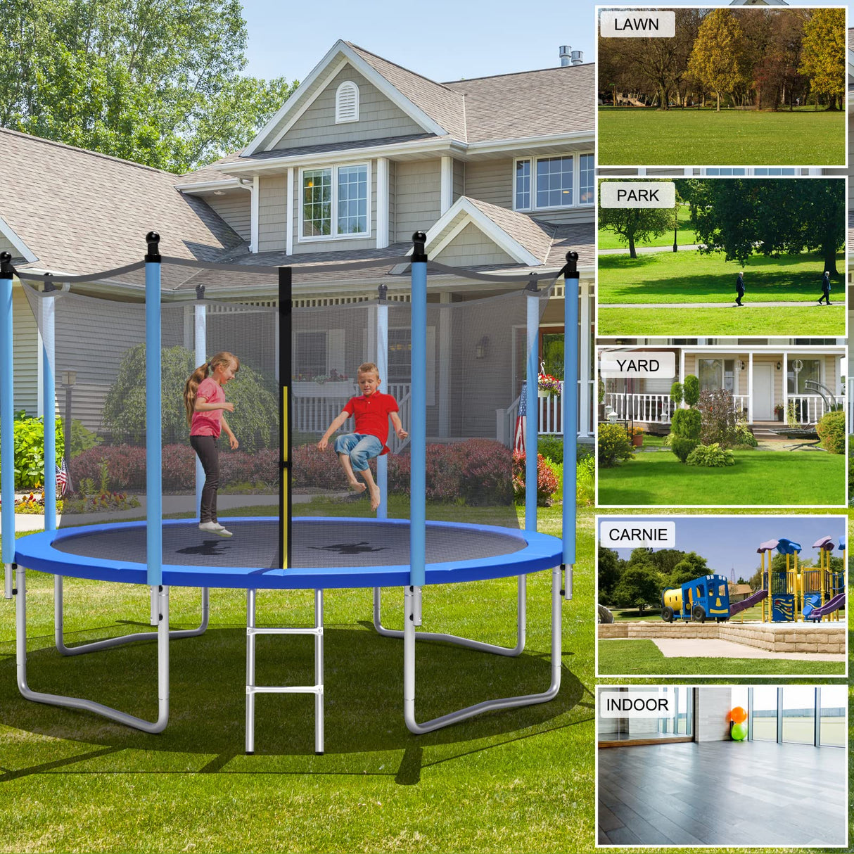 Giantex Trampoline, 12Ft ASTM Certified Approved Recreational Trampolines with Enclosure Net, Outdoor Large Trampoline for Adults Kids Giantex