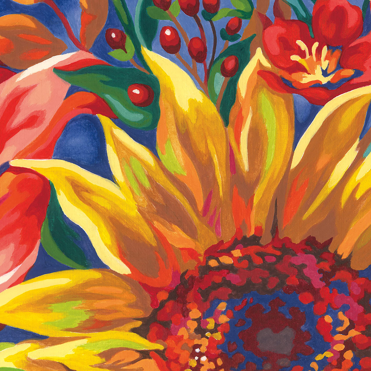 Dimensions Sunflower on Blue Paint by Number Kit for Adults and Kids, 14" x 11", Multicolor Dimensions