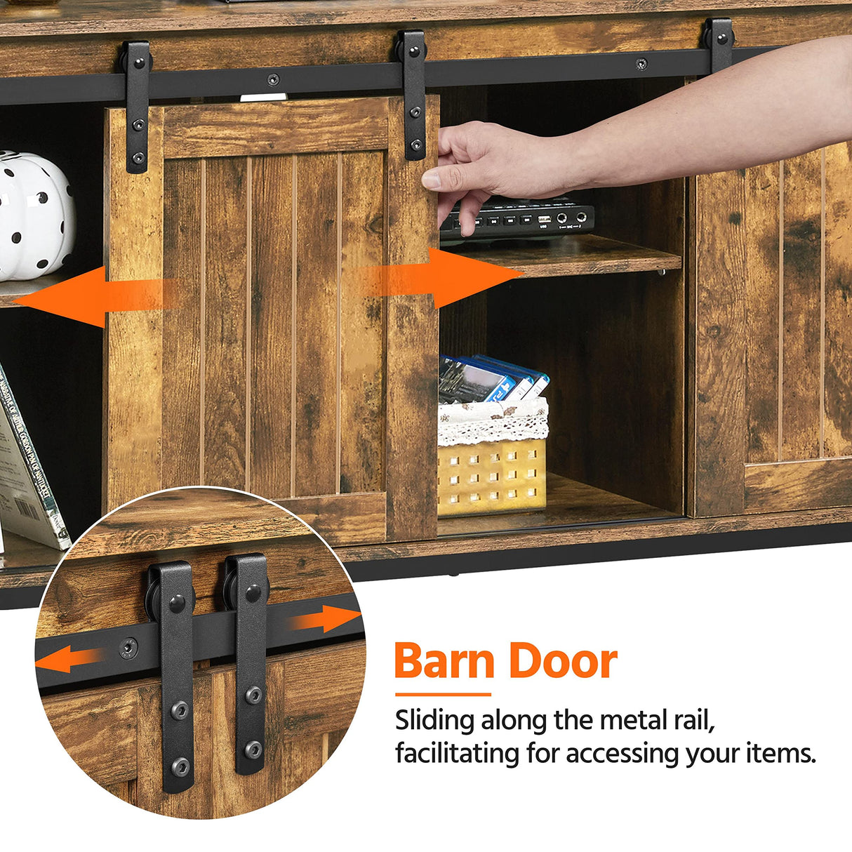 Yaheetech TV Stand for 65 Inch TV, Farmhouse Entertainment Center with Storage, Wood Tall TV Stands for Living Room with Sliding Barn Doors, Rustic Brown Yaheetech