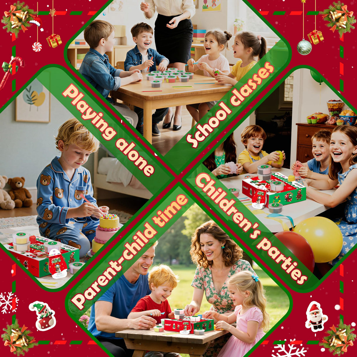 Air Dry Clay Kit - Christmas Theme, Modeling Clay for Kids, DIY Model Magic Clay with Sculpting Tools and Tutorials,12 Boxes Molding Clay, Ultra Light, Soft & Non-Sticky, Arts and Crafts Gift for Kids Aestd-ST