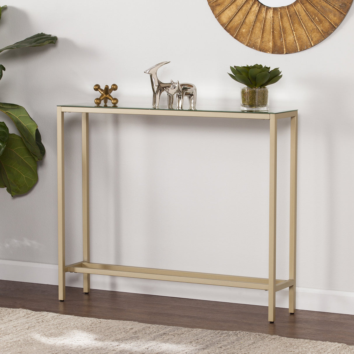 SEI Furniture Southern Enterprises Darrin Narrow Console Table, 36" W, Metallic gold, AMZ7929MC SEI Furniture