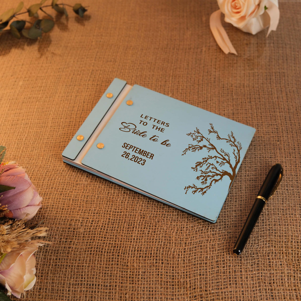 Personalized Wedding Wooden Guest Book, Letters to the Bride, Rustic Style Wedding Guest Book, Laser Engraved Guest Book, Photobooth Guestbook, 2 sizes and 50 high quality pages, 5 Rustic Colors TRENDSHOPIC