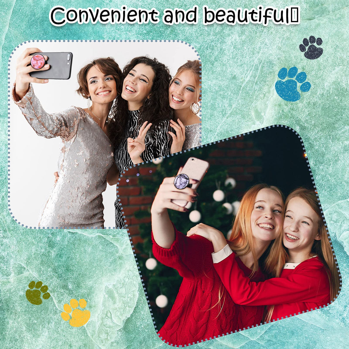 Honoson 9 Pieces Cell Phone Grip Holder Collapsible Phone Holder Colorful Self-Adhesive Finger Ring Sublimation Phone Holders for Smartphone and Tablets (Marble) Honoson