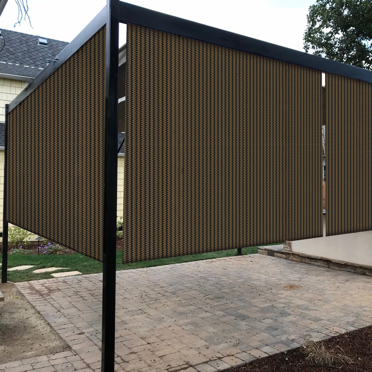 Coarbor Outdoor Roll up Shades Blinds for Porch Patio Shade Exterior Roller Shade Privacy Shade Screen for Deck Pergola Gazebo Brown 8'W x 6'H COARBOR