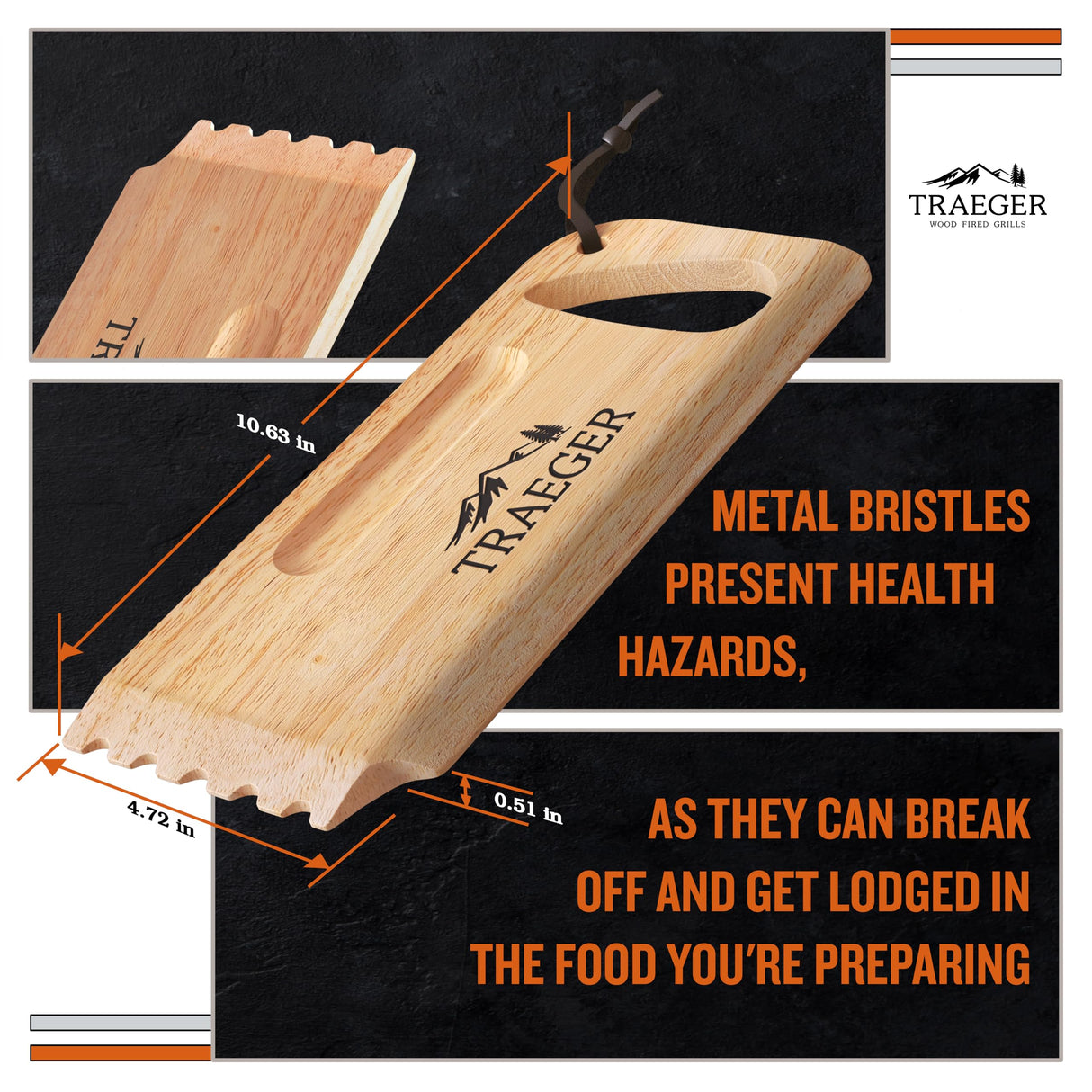 Traeger Grills BAC454 Wooden Grill Scraper – Solid Hardwood Grill Grate Cleaner, Compatible with Pro Series, Ironwood, and Timberline Grills, Safe Bristle-Free Grill Cleaning Accessory Traeger
