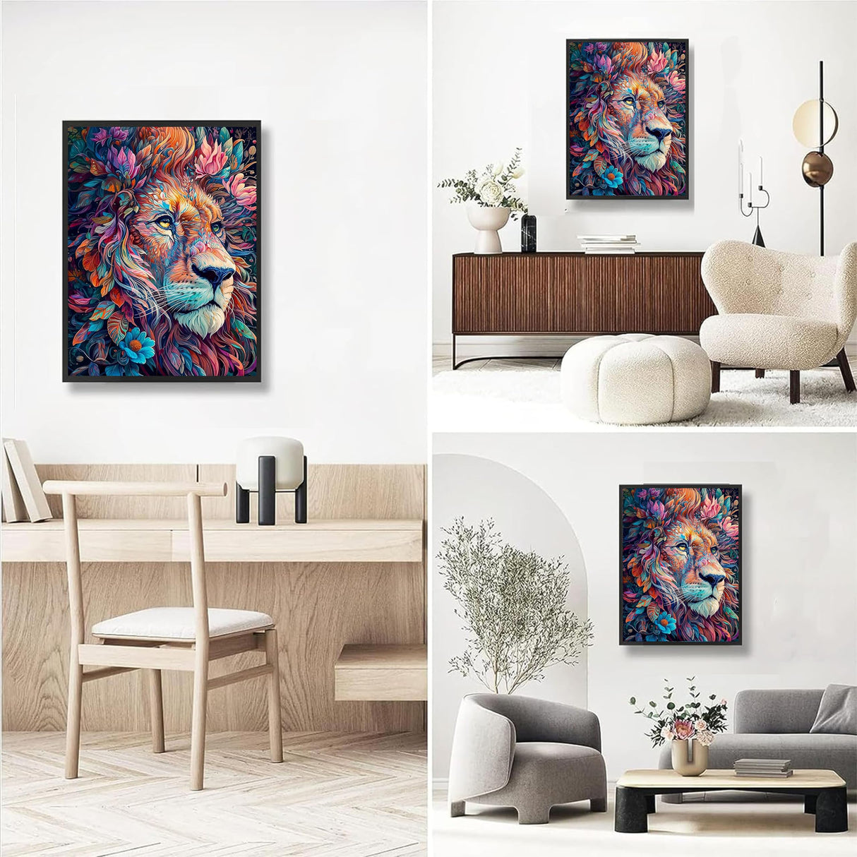 xackcme Lion Paint by Numbers for Adults with Framed Canvas-with Wooden Easel,Paint by Number on Canvas Animals,DIY Acrylic Oil Painting Kits with Brushes Nice Gift Box for Home Wall Decor(12x16inch) xackcme