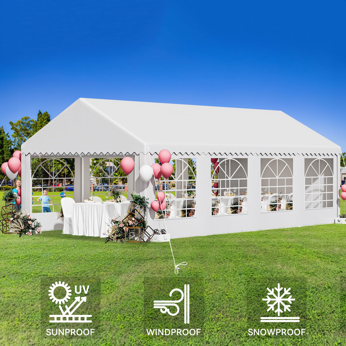 YITAHOME 13x26FT Party Tent Heavy Duty PVC Wedding Event Shelters White Upgraded Galvanized Ripple Canopy with Large Roof Removable Sidewalls & 2 Storage Bags 600D Oxford Commercial YITAHOME