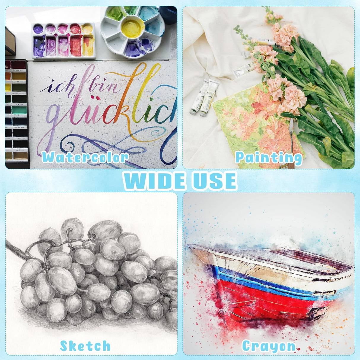Augacage 120 Sheets 100% Cotton Watercolor Paper Bulk, 8.5" x 11" 140lb/300 GSM Cold Press Water Color Paper White Paint Paper Suitable for Kids Adult Watercolor Drawing Augacage