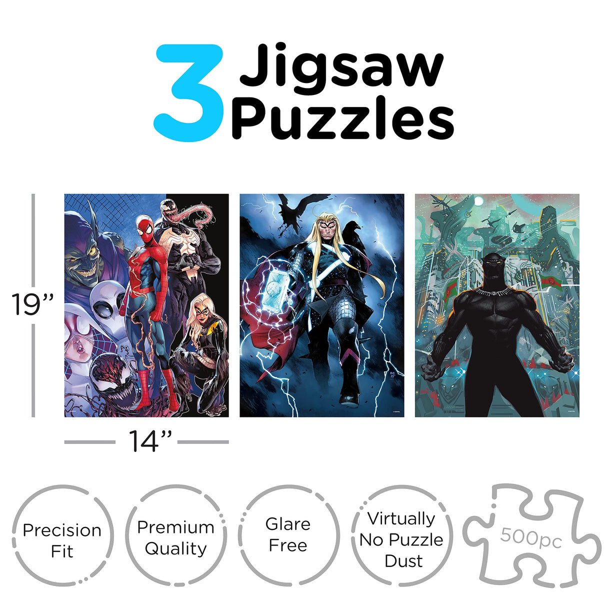 AQUARIUS - Marvel 500 Piece Jigsaw Puzzles | Set of 3 Puzzles AQUARIUS