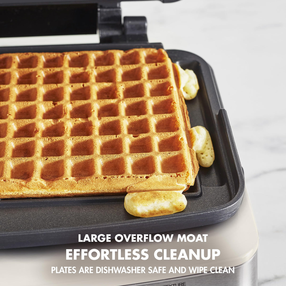 GreenPan Elite 2-Square Belgian & Classic Waffle Iron, Healthy Ceramic Nonstick Aluminum Dishwasher Safe Plates, Adjustable Shade/Crunch Control, Wont Overflow, Easy Cleanup Breakfast, PFAS-Free,White GreenPan