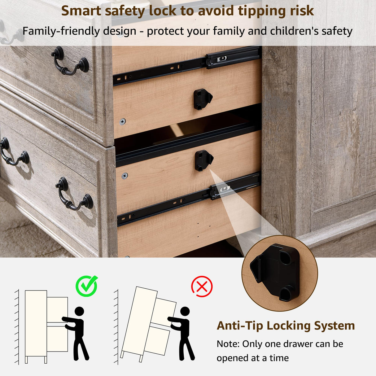 T4TREAM 30" Farmhouse Nightstand with Wooden Tabletop, Large End Table, 2 Spacious Drawers Bedside Table with Framed Drawer Fronts Design, Night Stand for Bedroom, Living Room, Light Rustic Oak T4TREAM