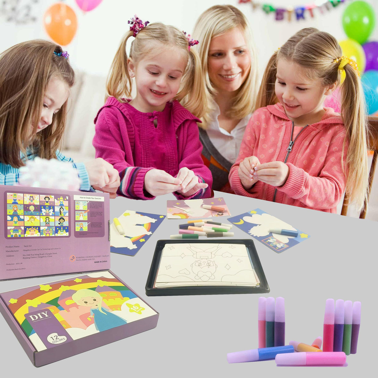 MoimTech Sand Art Kits for Kids,16 Arts and Crafts Designs,Sheet Sand Art Painting Cards,Princess and Castle Theme,Reusable Sand Tray 12 Color Sands & Tools,Stocking Stuffers for Kids MoimTech