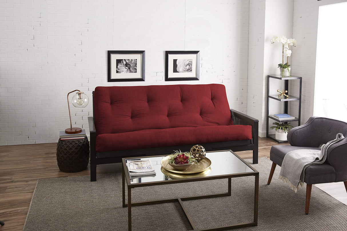 Mozaic Full Size 10-inch Cotton Twill Futon Mattress, Burgundy TRUPEDIC