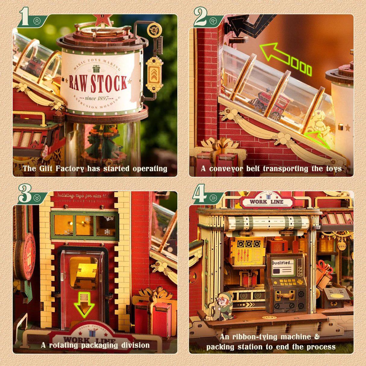 ROBOTIME 3D Wooden Puzzles for Adults, Factory Wooden Music Box EAB01, Gift for Craft Enthusiast Model Building Set ROBOTIME